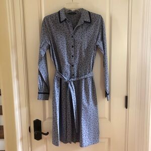 Brooks Brothers navy blue and white button up dress